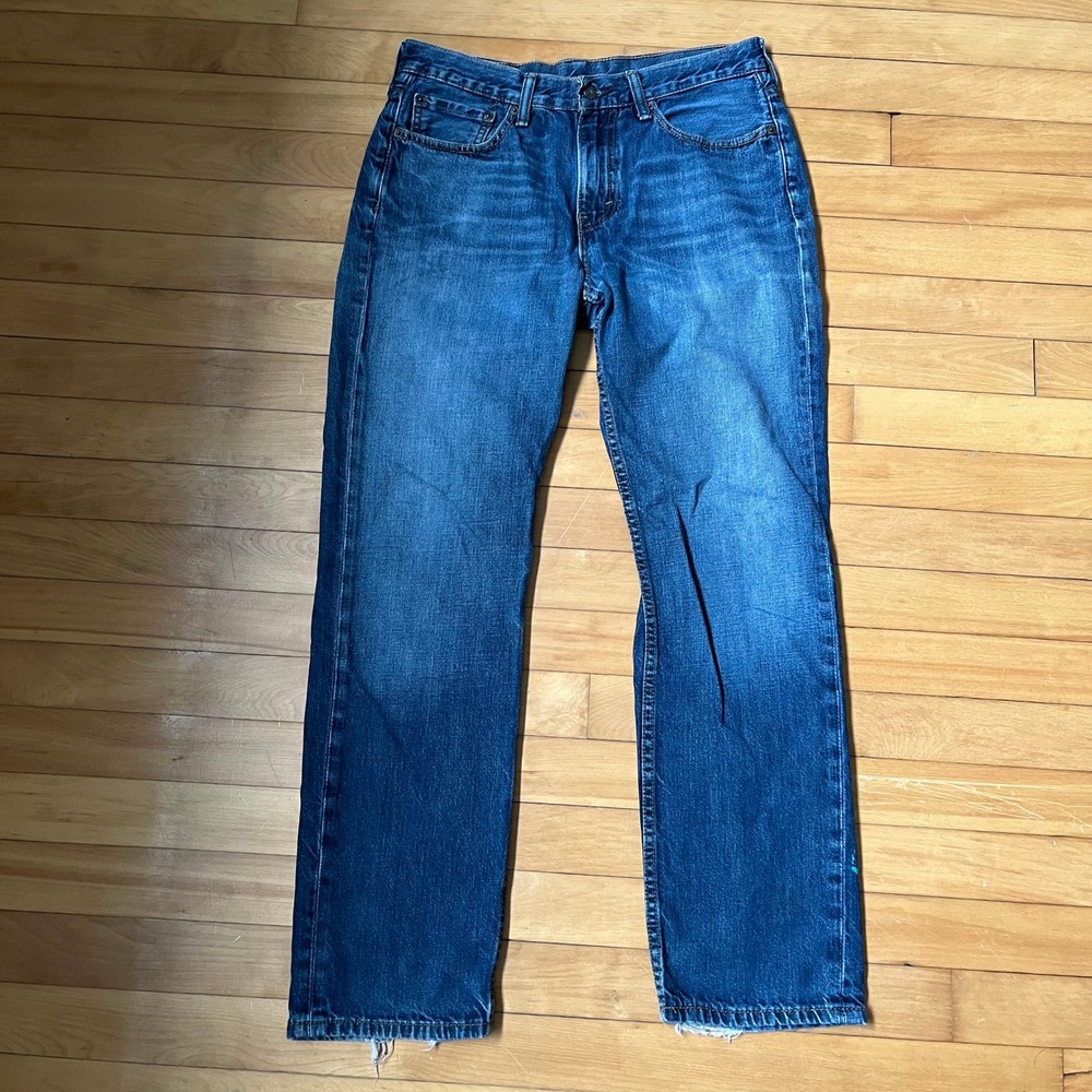 Levis 514 Straight Fit Jeans Mens 32x30 Medium Wash Blue Denim Paint Splatter